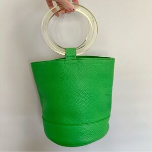 Simon Miller Medium Bonsai Leather Bucket Bag in Lime Green